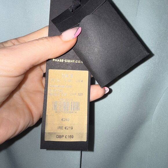 Phase Eight Constanza Coat - Duck Egg Blue US 4 - Picture 12 of 14